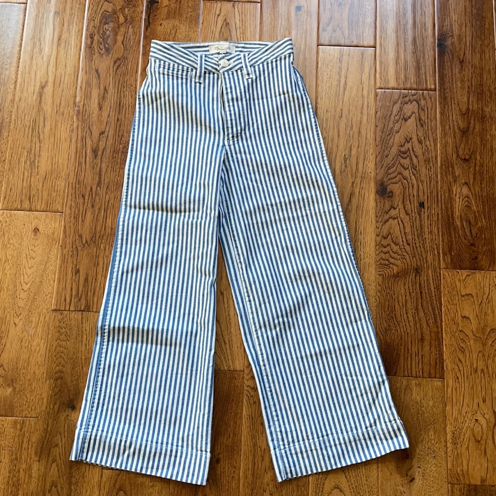 Madewell Striped Cropped Wide Leg Pants